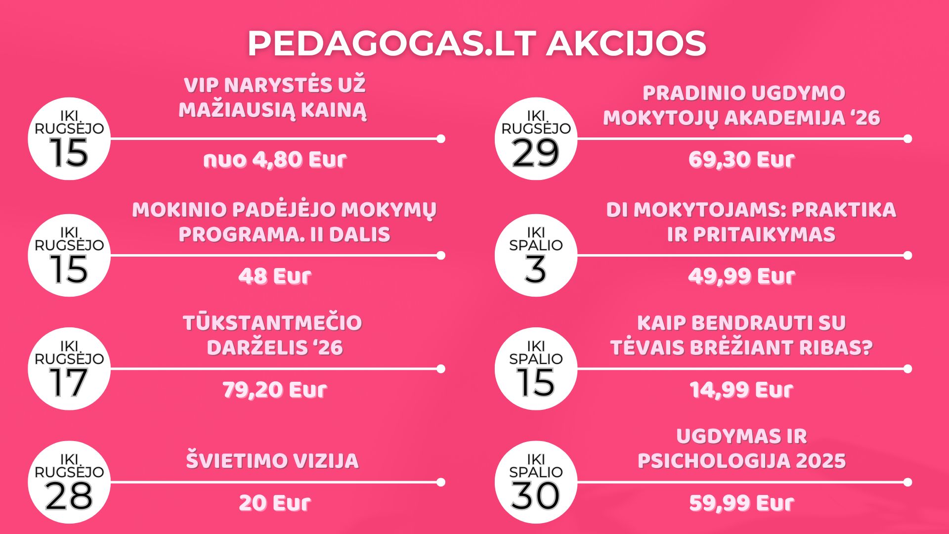 Pedagogas.lt rugsėjo akcijos ir pasiūlymai