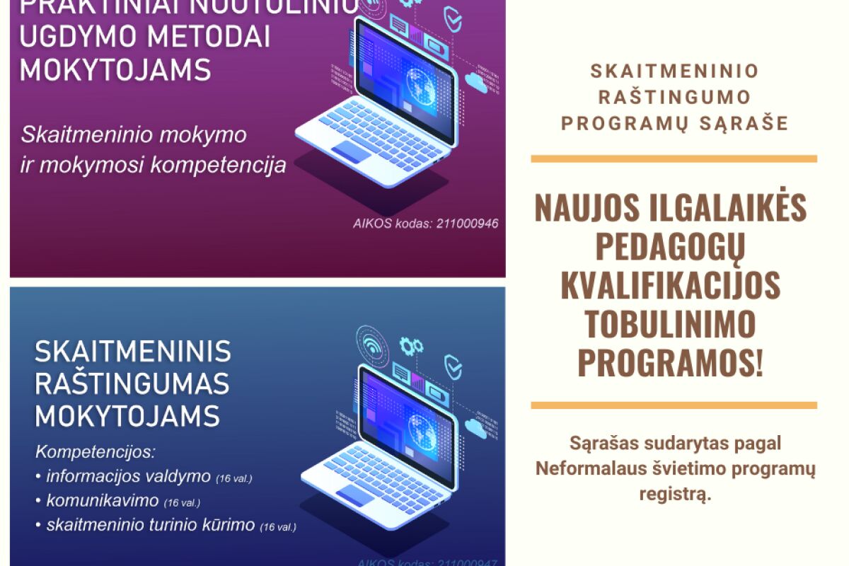 Pristatome naujas akredituotas ilgalaikes mokymų programas pedagogams!